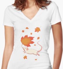 Autumn Leaves (white) Women's Fitted V-Neck T-Shirt