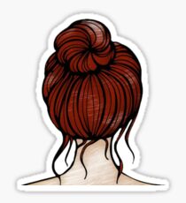 messy bun pencil sketch Sticker