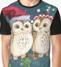 Camiseta gráfica buhos de la Navidad