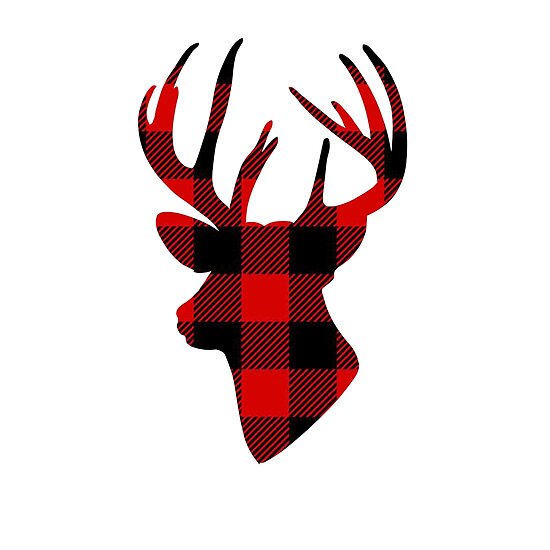 "buffalo plaid deer red black plaid is rad antlers silhouette" Poster ...