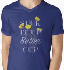 Saugen Sie es Butterblume auf T-Shirt mit V-Ausschnitt