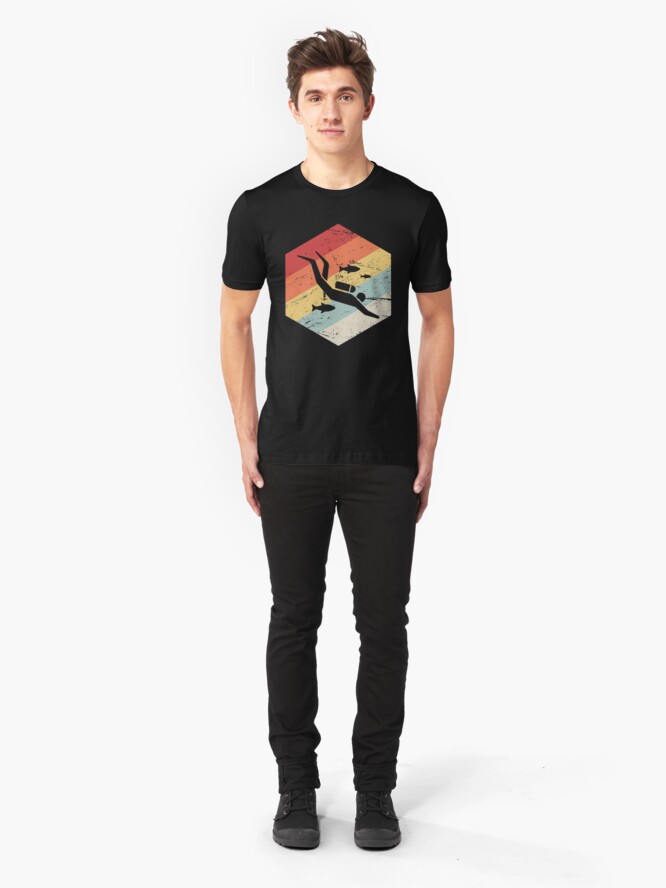 Alternative Ansicht von Retro 70er Jahre Scuba Diver Icon Slim Fit T-Shirt