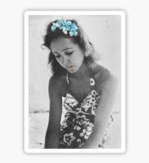 A Young Anais Nin with Blue Flowers Sticker