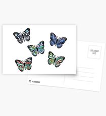 Cute Patterned, Flying Butterflies Pack of 5 Postcards