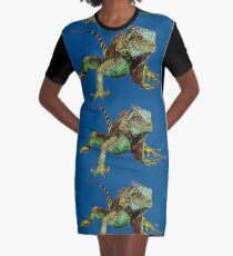 Vestido camiseta Iguana gráfica azul