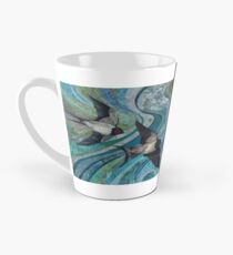 Twisting & Turning - Swallows Embroidery - Textile Art Tall Mug