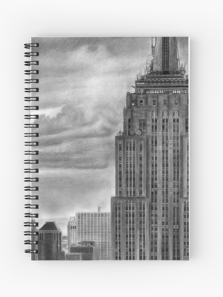 Empire State Building New York Bleistiftzeichnung Spiralblock Von