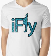 I FLY BLUE GLITTER V-Neck T-Shirt