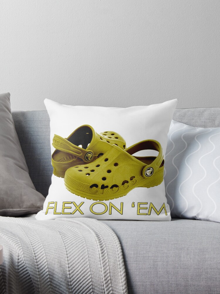 Gold Crocs To Flex 24 7 Throw Pillow By Apollosale Redbubble