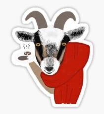 Cute Goat Drinking Hot Chocolate Sticker