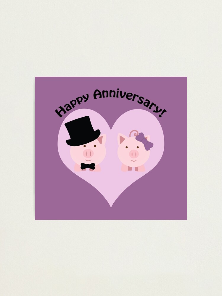 Cute Happy Anniversary Pigs Photographic Print By Eggtooth