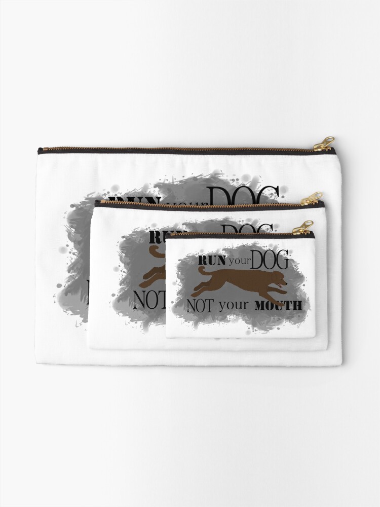 Alternate view of Run Your Dog Not Your Mouth Poodle Brown Zipper Pouch