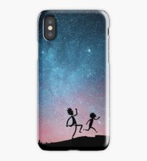 Rick and Morty Running Through Galaxy iPhone Case/Skin