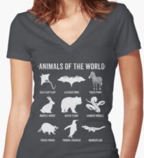 Simple Vintage Humor Funny Rare Animals of the World Women's Fitted V-Neck T-Shirt