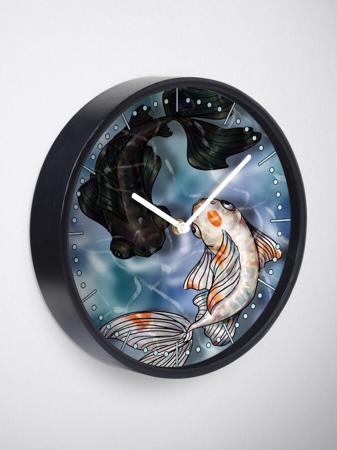 "Gold Fish Clock" Clock by EdithSparrow Redbubble