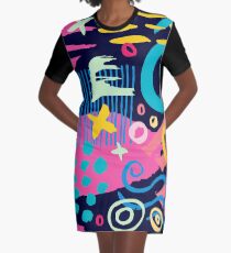 Trendy Abstract Art Pattern Graphic T-Shirt Dress