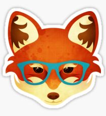 Hipster Fox: Blue Sticker