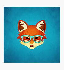 Hipster Fox: Blue Photographic Print