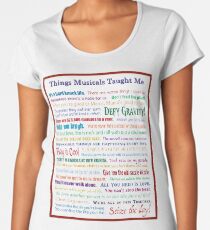 Camiseta premium de cuello ancho Cosas musicales me enseñaron