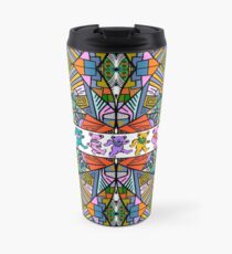 Dankbare tote Bären Trippy Muster-Weinlese-Farben Thermosbecher