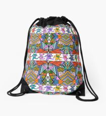 Grateful Dead Bears Trippy Pattern Vintage Colors Drawstring Bag