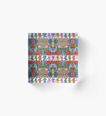 Grateful Dead Bears Trippy Pattern Vintage Colors Acrylic Block