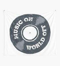 Music On World Off Old School Music Vintage Record Wall Tapestry