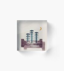 Letterpress Trees and Moon Acrylic Block