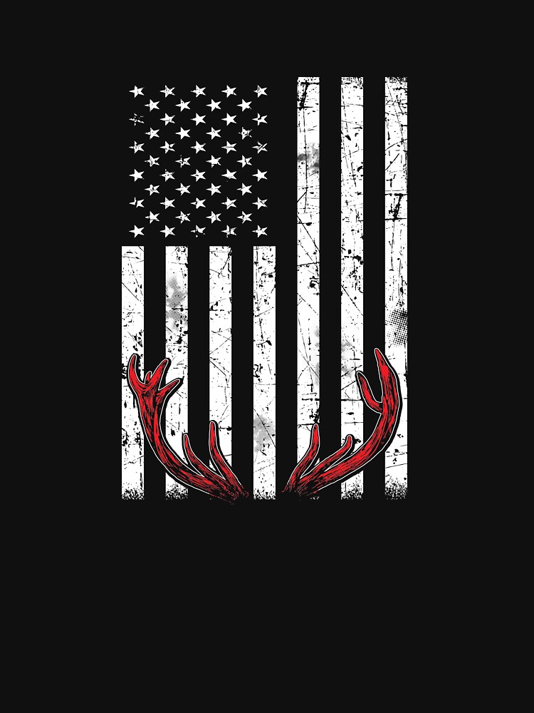 Download "Deer Antlers American Flag USA Hunting Fishing " T-shirt ...