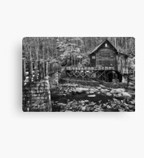 Glade Creek Grist Mill - Black & White Canvas Print