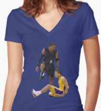 Allen Iverson Steps Over Tyronn Lue Low Poly Women's Fitted V-Neck T-Shirt