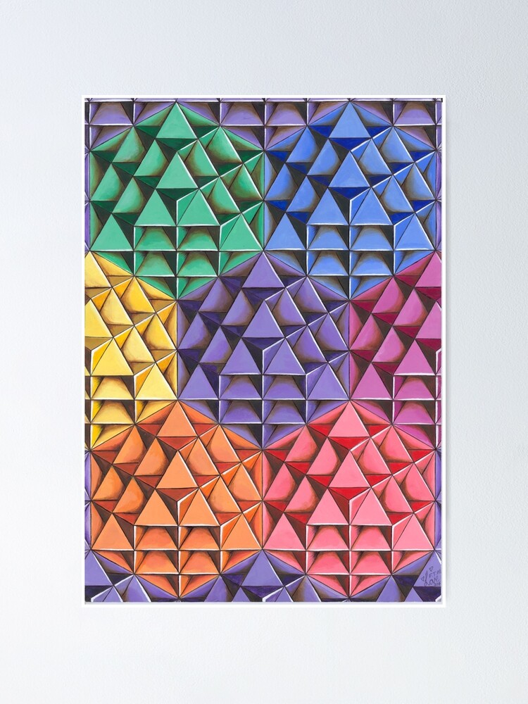 Alternate view of The Infinite 64 Tetrahedron Grid Poster