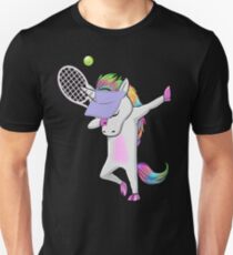 Cooles abtupfendes Tennis-Einhorn-Sport-Hemd u. Geschenke Slim Fit T-Shirt