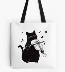 Black Cat Playing Violin Funny Musician Gift Tote Bag