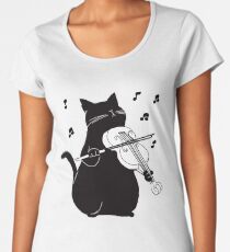 Black Cat Playing Violin Funny Musician Gift Women's Premium T-Shirt