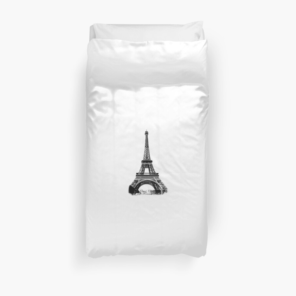 Eiffel Tower Digital Engraving Duvet Cover