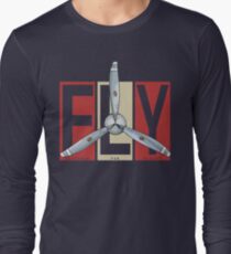 FLY Propeller Retro Designed For Flight Design Long Sleeve T-Shirt