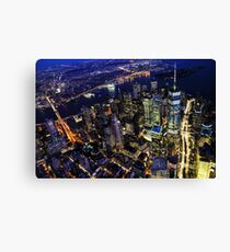 New York City, Manhattan, USA cityscape aerial view at spectacular night Canvas Print