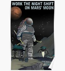 Arbeite mit der Nachtschicht am Marsmond Phobos Poster
