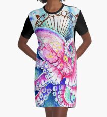 Watercolor Octopus Graphic T-Shirt Dress