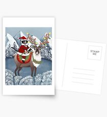 Santa Cat and His Reindeer Postcards