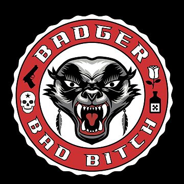 Artwork thumbnail, Bad Bitch Badger, Bad Bitch Tshirt With Honey Badger, Attitude Tshirt for Women, Rebel Gift for Her by Catinorbit