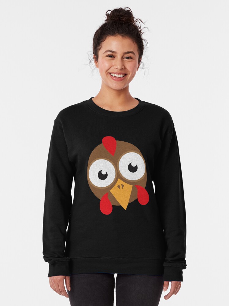 Alternate view of goggly eyed turkey face Pullover Sweatshirt