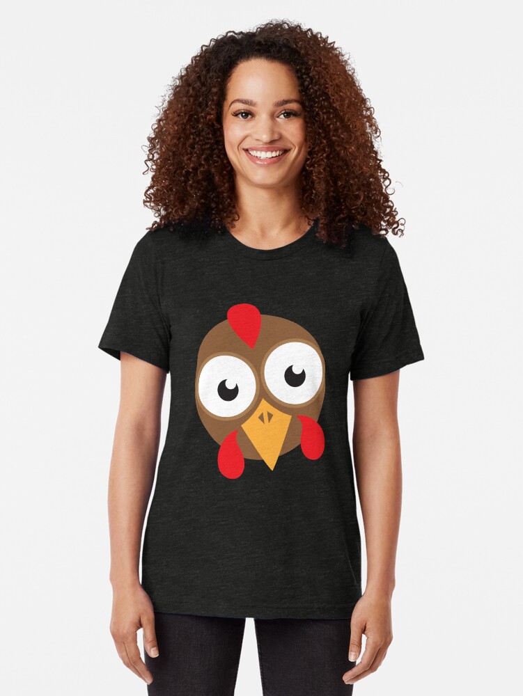 Alternate view of goggly eyed turkey face Tri-blend T-Shirt