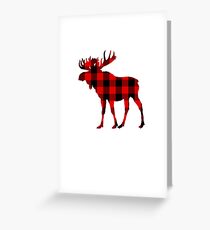 Red Buffalo Plaid Moose Greeting Card