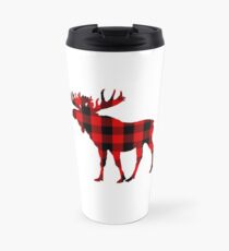 Red Buffalo Plaid Moose Travel Mug