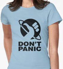 Don't Panic - Hitchhikers Guide Women's Fitted T-Shirt