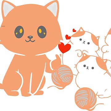 Cute Cat Playing Yarn Ball Cartoon Vector Icon Illustration (2