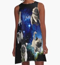 Space Pugs A-Line Dress