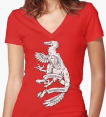Heraldic Velociraptor Women's Fitted V-Neck T-Shirt